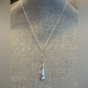 Taxco Mexico TB-2? Necklace High Polished Silver Pendant New Curb Chain 18” Mod